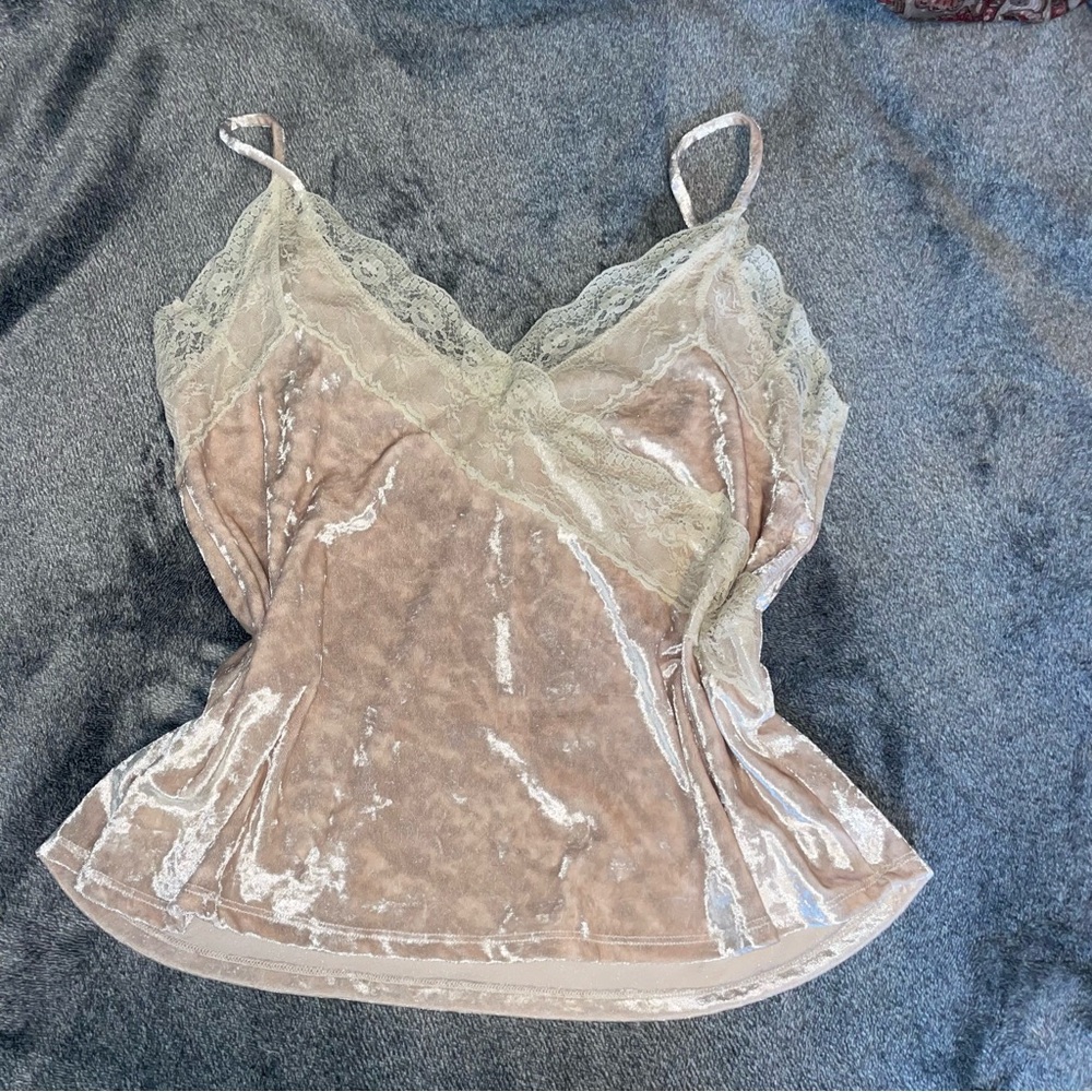 Velvet Lace Trim Cami Top